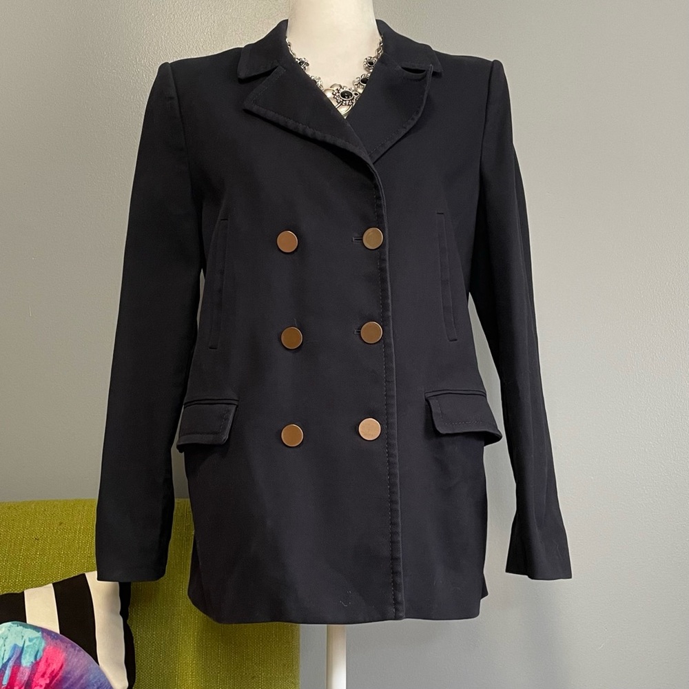 BCBGMAXAZRIA Dark Navy Blue Double Breasted Peacoat